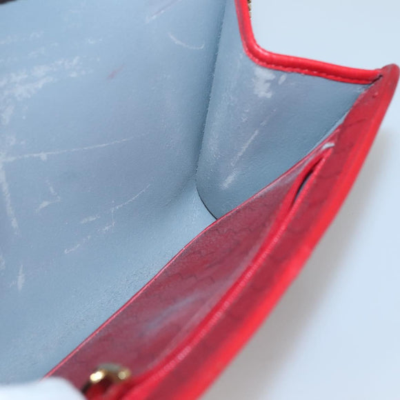 Christian Dior Honeycomb Canvas Chain Shoulder Bag PVC Red Gold Auth MX492