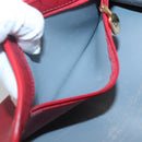 Christian Dior Honeycomb Canvas Chain Shoulder Bag PVC Red Gold Auth MX492-12