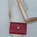 Christian Dior Honeycomb Canvas Chain Shoulder Bag PVC Red Gold Auth MX492-19