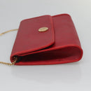 Christian Dior Honeycomb Canvas Chain Shoulder Bag PVC Red Gold Auth MX492-4
