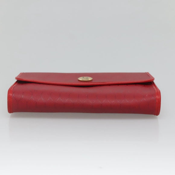 Christian Dior Honeycomb Canvas Chain Shoulder Bag PVC Red Gold Auth MX492