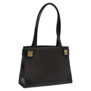 CELINE Macadam Canvas Shoulder Bag PVC Leather Black Gold Auth MY004-1