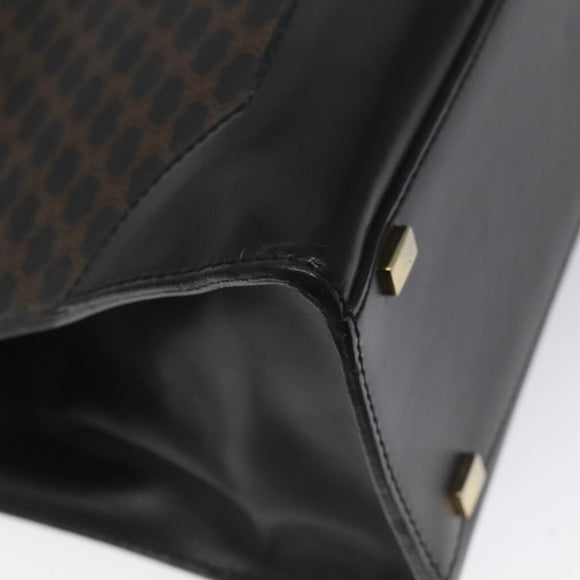 CELINE Macadam Canvas Shoulder Bag PVC Leather Black Gold Auth MY004