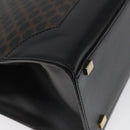 CELINE Macadam Canvas Shoulder Bag PVC Leather Black Gold Auth MY004-16