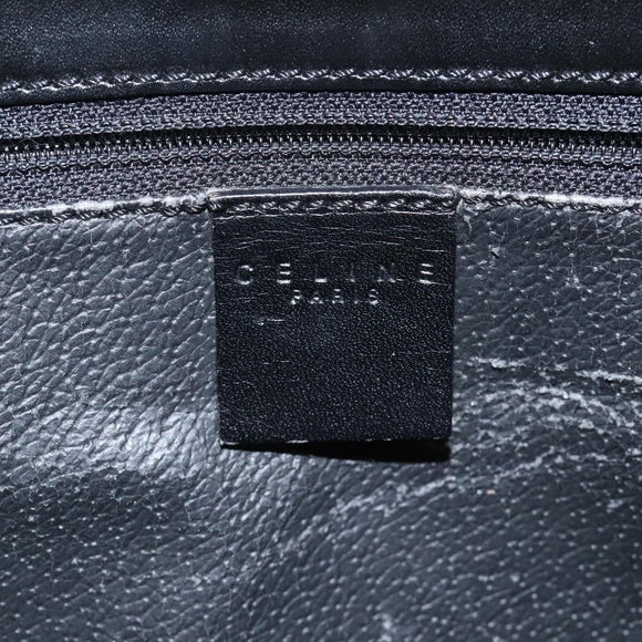 CELINE Macadam Canvas Shoulder Bag PVC Leather Black Gold Auth MY004