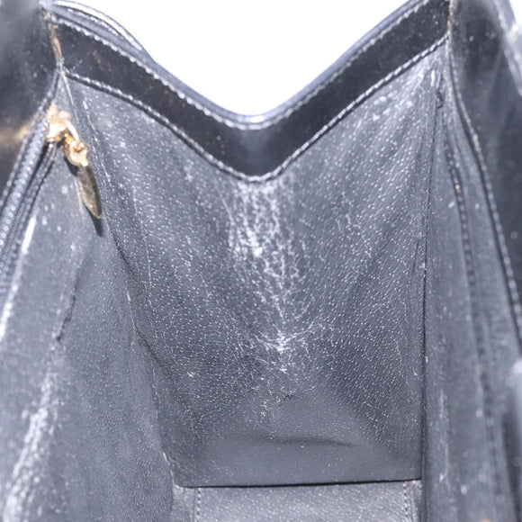 CELINE Macadam Canvas Shoulder Bag PVC Leather Black Gold Auth MY004