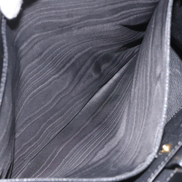 CELINE Macadam Canvas Shoulder Bag PVC Leather Black Gold Auth MY004