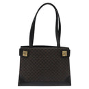 CELINE Macadam Canvas Shoulder Bag PVC Leather Black Gold Auth MY004-13