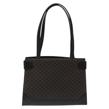 CELINE Macadam Canvas Shoulder Bag PVC Leather Black Gold Auth MY004 - 0