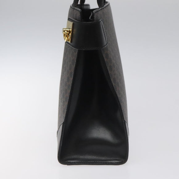 CELINE Macadam Canvas Shoulder Bag PVC Leather Black Gold Auth MY004