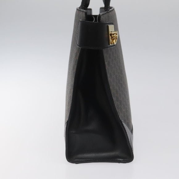 CELINE Macadam Canvas Shoulder Bag PVC Leather Black Gold Auth MY004