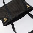 CELINE Macadam Canvas Shoulder Bag PVC Leather Black Gold Auth MY004-6