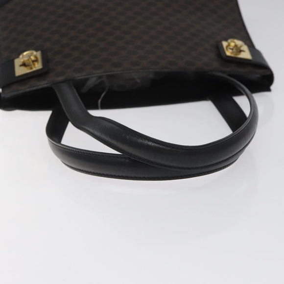 CELINE Macadam Canvas Shoulder Bag PVC Leather Black Gold Auth MY004