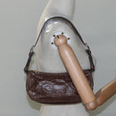 CELINE Shoulder Bag Leather Brown Auth MY023-21
