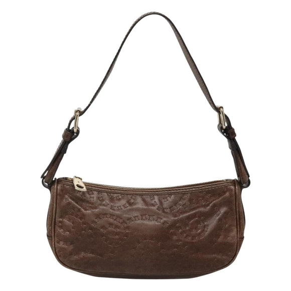 CELINE Shoulder Bag Leather Brown Auth MY023