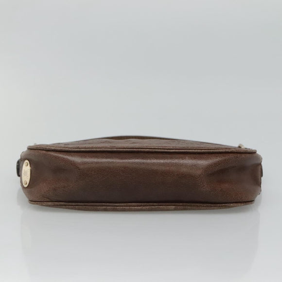 CELINE Shoulder Bag Leather Brown Auth MY023