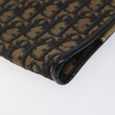 Christian Dior Trotter Canvas Clutch Bag Navy Gold Auth MY031-15