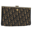Christian Dior Trotter Canvas Clutch Bag Navy Gold Auth MY031-1