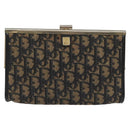 Christian Dior Trotter Canvas Clutch Bag Navy Gold Auth MY031-13