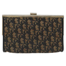 Christian Dior Trotter Canvas Clutch Bag Navy Gold Auth MY031-2