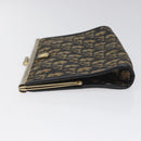 Christian Dior Trotter Canvas Clutch Bag Navy Gold Auth MY031-4