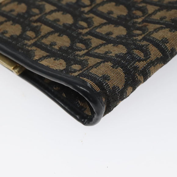 Christian Dior Trotter Canvas Clutch Bag Navy Gold Auth MY031
