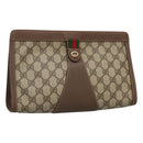 GUCCI GG Supreme Web Sherry Line Clutch Bag PVC Beige Red 156 01 033 Auth MY044-1