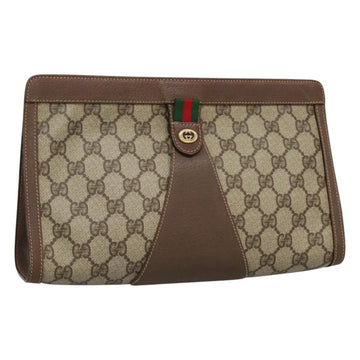 GUCCI GG Supreme Web Sherry Line Clutch Bag PVC Beige Red 156 01 033 Auth MY044