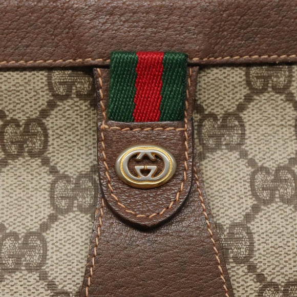 GUCCI GG Supreme Web Sherry Line Clutch Bag PVC Beige Red 156 01 033 Auth MY044