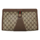GUCCI GG Supreme Web Sherry Line Clutch Bag PVC Beige Red 156 01 033 Auth MY044-13