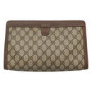 GUCCI GG Supreme Web Sherry Line Clutch Bag PVC Beige Red 156 01 033 Auth MY044-2