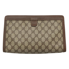 GUCCI GG Supreme Web Sherry Line Clutch Bag PVC Beige Red 156 01 033 Auth MY044 - 0