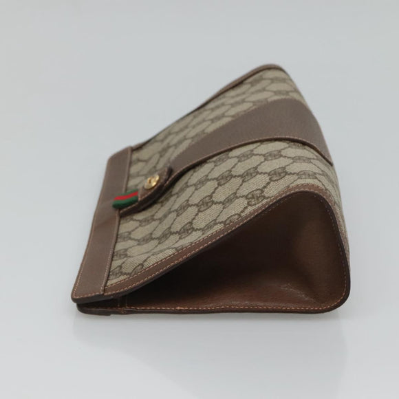 GUCCI GG Supreme Web Sherry Line Clutch Bag PVC Beige Red 156 01 033 Auth MY044