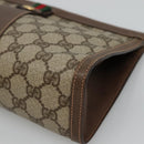GUCCI GG Supreme Web Sherry Line Clutch Bag PVC Beige Red 156 01 033 Auth MY044-7