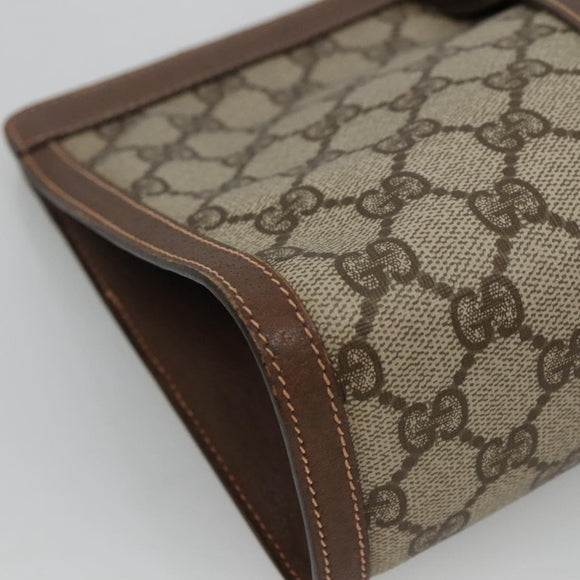 GUCCI GG Supreme Web Sherry Line Clutch Bag PVC Beige Red 156 01 033 Auth MY044