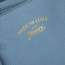 GUCCI Tote Bag Leather Blue Gold 354397 Auth MY051V-18