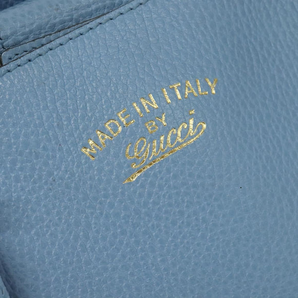 GUCCI Tote Bag Leather Blue Gold 354397 Auth MY051V