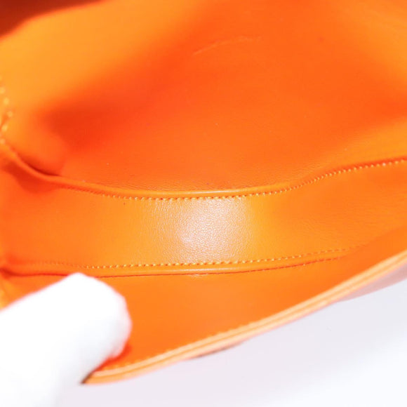 CELINE Dreieck-Schultertasche Leder Orange Auth MY058M