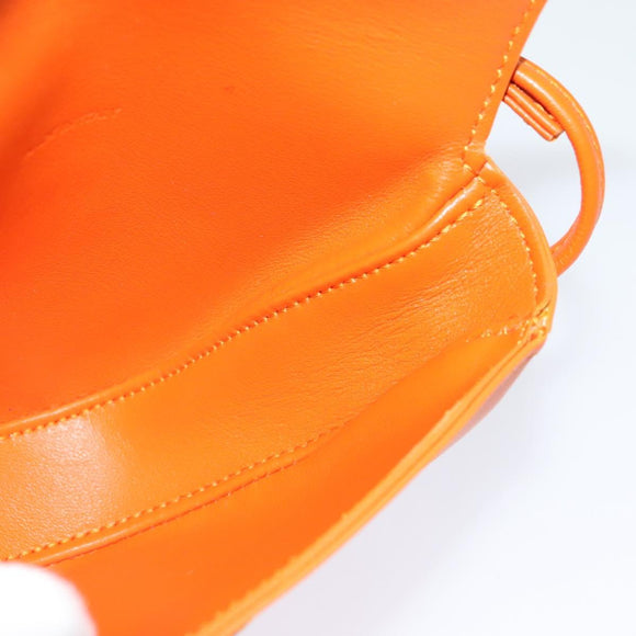 CELINE Dreieck-Schultertasche Leder Orange Auth MY058M