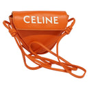 CELINE Triangle Shoulder Bag Leather Orange Auth MY058AM-1