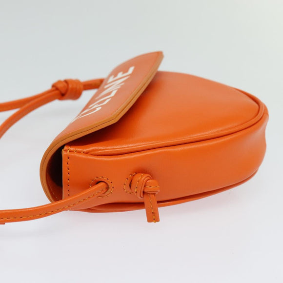 CELINE Dreieck-Schultertasche Leder Orange Auth MY058M