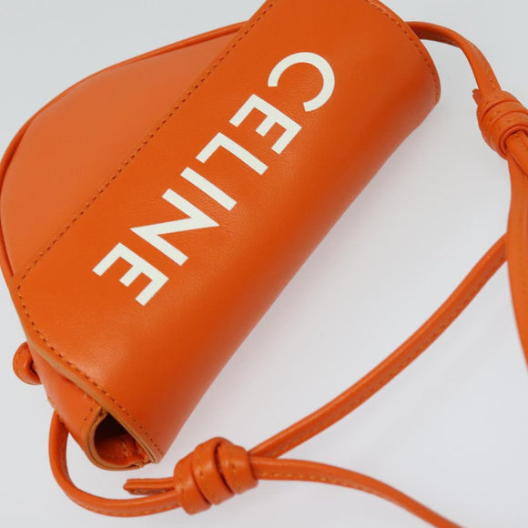 CELINE Dreieck-Schultertasche Leder Orange Auth MY058M