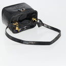 CHANEL Vanity Hand Bag Patent leather 2way Black Gold CC Auth MY059-8