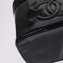 CHANEL Vanity Pouch Patent leather 2way Black Gold CC Auth MY059-15