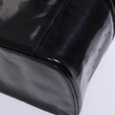 CHANEL Vanity Pouch Patent leather 2way Black Gold CC Auth MY059-16