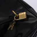 CHANEL Vanity Pouch Patent leather 2way Black Gold CC Auth MY059-18