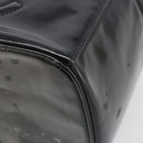 CHANEL Vanity Hand Bag Patent leather 2way Black Gold CC Auth MY059-9