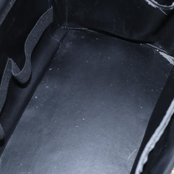 CHANEL Vanity Pouch Patent leather 2way Black Gold CC Auth MY059