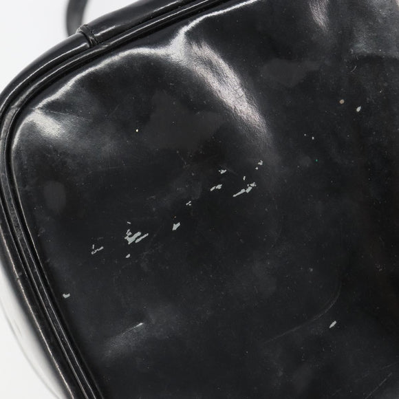 CHANEL Vanity Hand Bag Patent leather 2way Black Gold CC Auth MY059