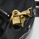 CHANEL Vanity Hand Bag Patent leather 2way Black Gold CC Auth MY059-12